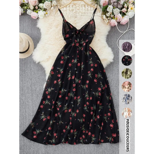 Robe fleurie à bretelles fines