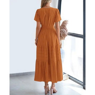 Robe longue col V à poches