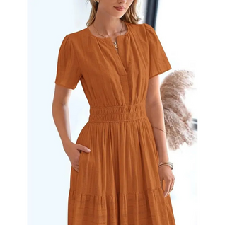 Robe longue col V à poches