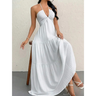 Robe longue fluide unie