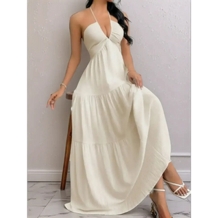 Robe longue fluide unie