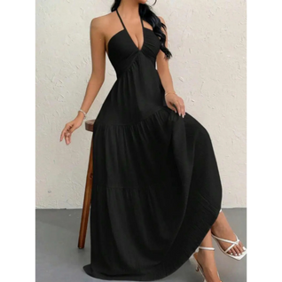Robe longue fluide unie