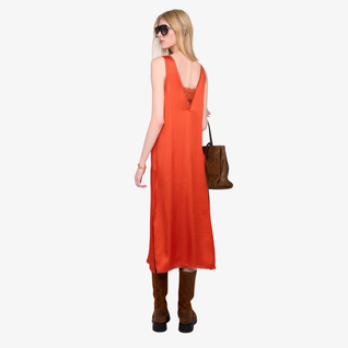 Robe midi fendue à dentelle