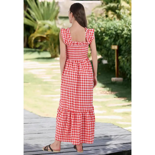 Robe smockée à carreaux