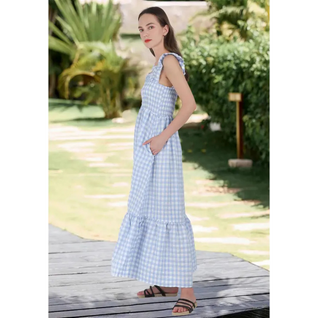 Robe smockée à carreaux